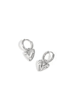 earrings with heart-shaped pendant and zirconia